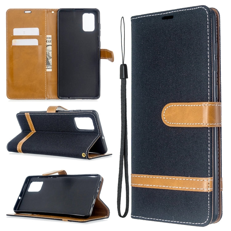 For Galaxy A71 Color Matching Denim Texture Horizontal Flip PU Leather Case with Holder & Card Slots & Wallet & Lanyard