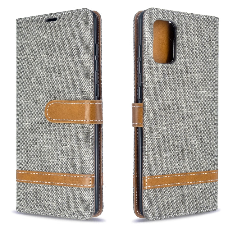 For Galaxy A71 Color Matching Denim Texture Horizontal Flip PU Leather Case with Holder & Card Slots & Wallet & Lanyard
