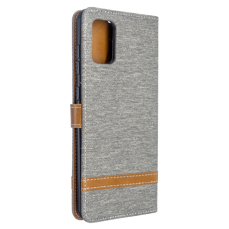For Galaxy A71 Color Matching Denim Texture Horizontal Flip PU Leather Case with Holder & Card Slots & Wallet & Lanyard