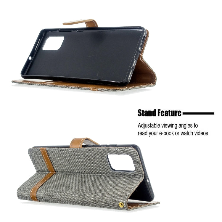 For Galaxy A71 Color Matching Denim Texture Horizontal Flip PU Leather Case with Holder & Card Slots & Wallet & Lanyard