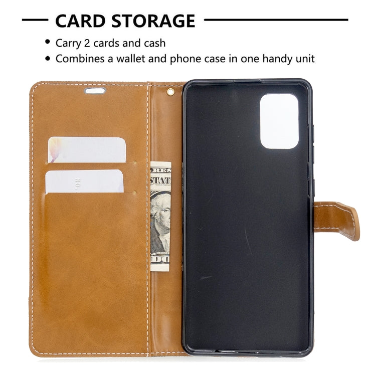 For Galaxy A71 Color Matching Denim Texture Horizontal Flip PU Leather Case with Holder & Card Slots & Wallet & Lanyard
