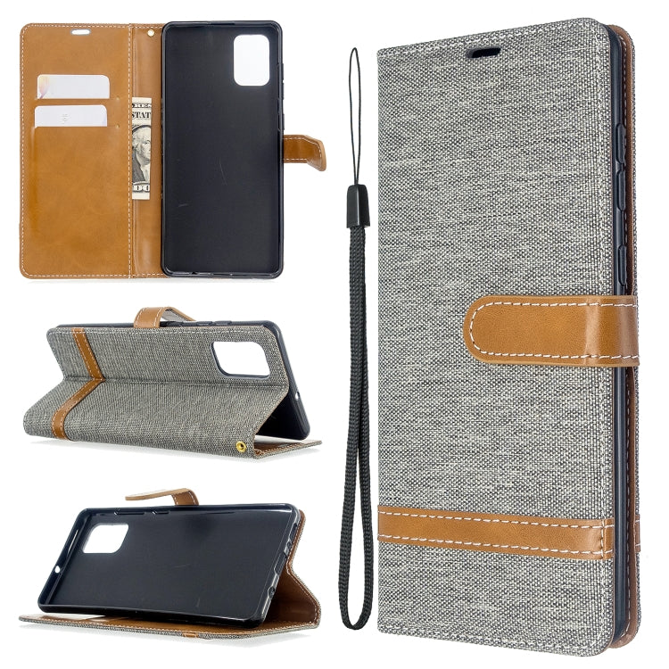 For Galaxy A71 Color Matching Denim Texture Horizontal Flip PU Leather Case with Holder & Card Slots & Wallet & Lanyard