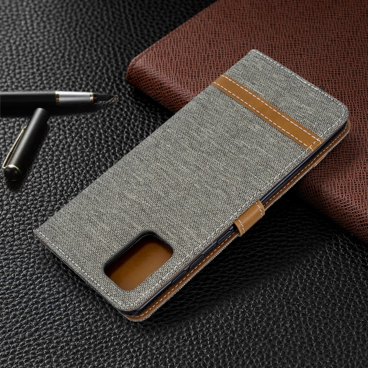 For Galaxy A71 Color Matching Denim Texture Horizontal Flip PU Leather Case with Holder & Card Slots & Wallet & Lanyard