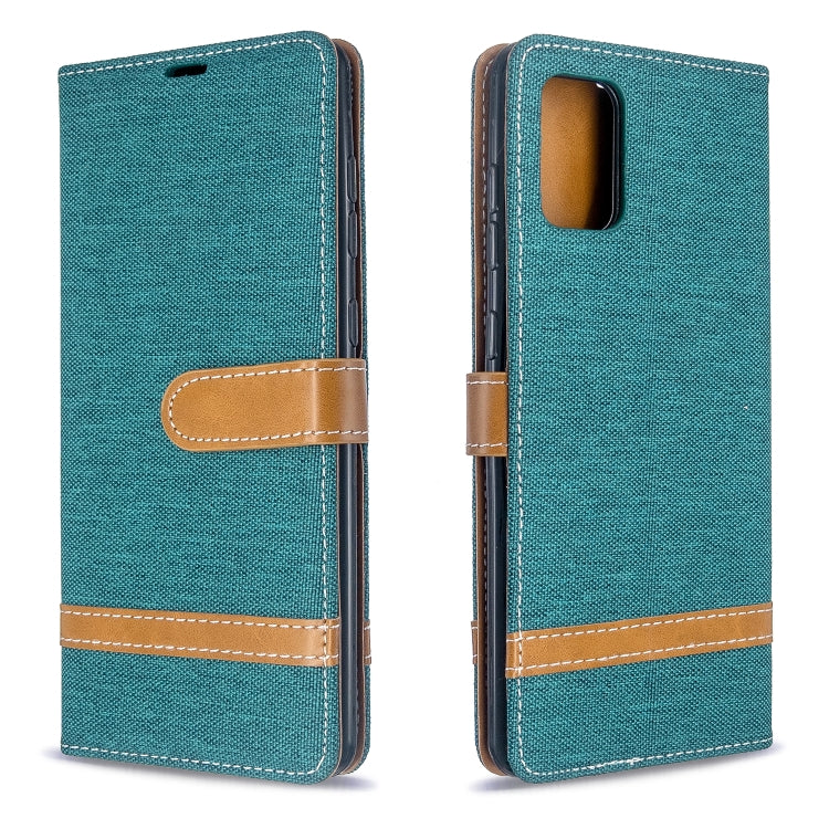 For Galaxy A71 Color Matching Denim Texture Horizontal Flip PU Leather Case with Holder & Card Slots & Wallet & Lanyard