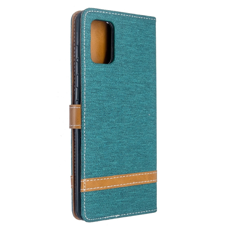 For Galaxy A71 Color Matching Denim Texture Horizontal Flip PU Leather Case with Holder & Card Slots & Wallet & Lanyard