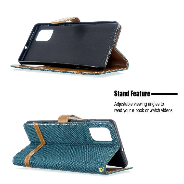 For Galaxy A71 Color Matching Denim Texture Horizontal Flip PU Leather Case with Holder & Card Slots & Wallet & Lanyard