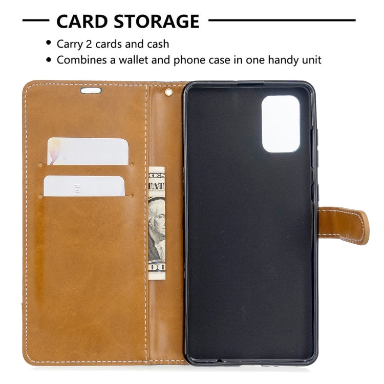 For Galaxy A71 Color Matching Denim Texture Horizontal Flip PU Leather Case with Holder & Card Slots & Wallet & Lanyard