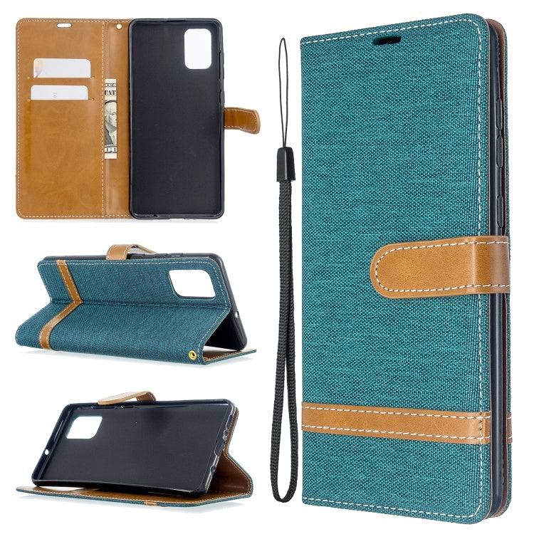 For Galaxy A71 Color Matching Denim Texture Horizontal Flip PU Leather Case with Holder & Card Slots & Wallet & Lanyard