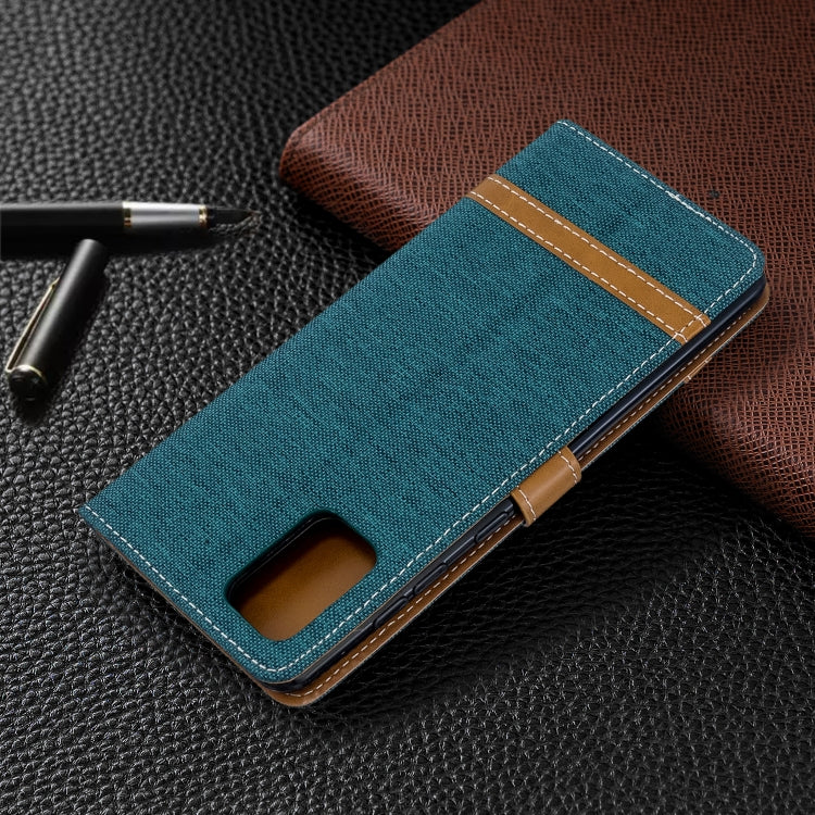 For Galaxy A71 Color Matching Denim Texture Horizontal Flip PU Leather Case with Holder & Card Slots & Wallet & Lanyard