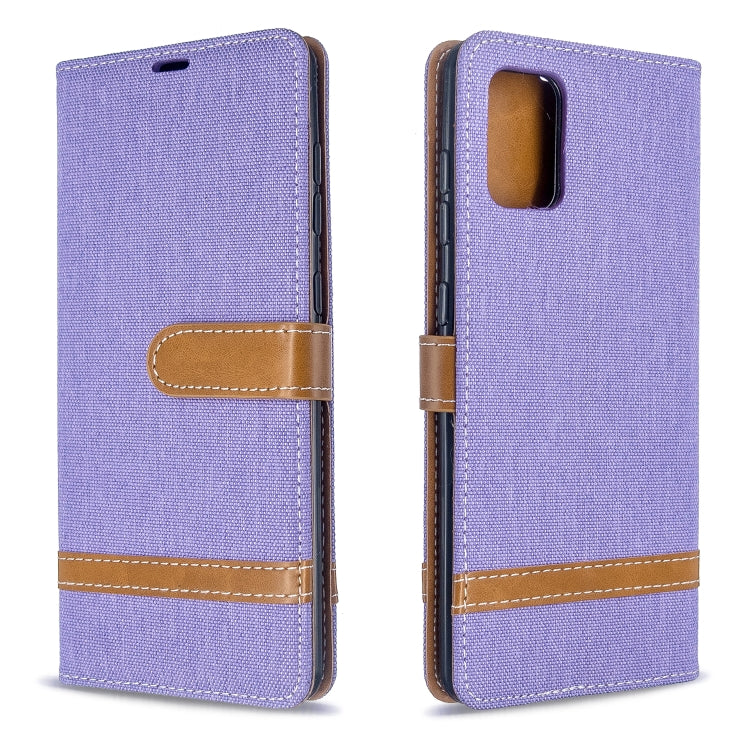 For Galaxy A71 Color Matching Denim Texture Horizontal Flip PU Leather Case with Holder & Card Slots & Wallet & Lanyard