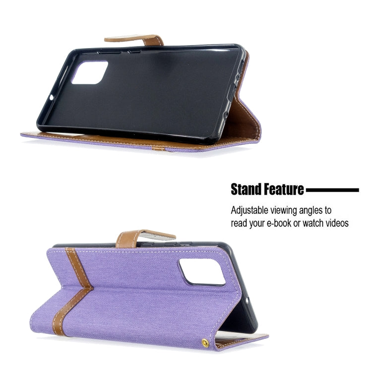 For Galaxy A71 Color Matching Denim Texture Horizontal Flip PU Leather Case with Holder & Card Slots & Wallet & Lanyard
