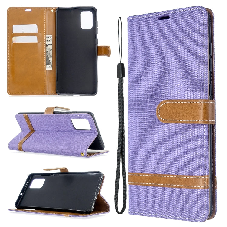 For Galaxy A71 Color Matching Denim Texture Horizontal Flip PU Leather Case with Holder & Card Slots & Wallet & Lanyard