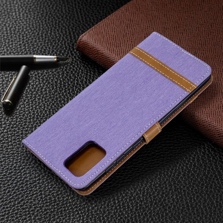 For Galaxy A71 Color Matching Denim Texture Horizontal Flip PU Leather Case with Holder & Card Slots & Wallet & Lanyard