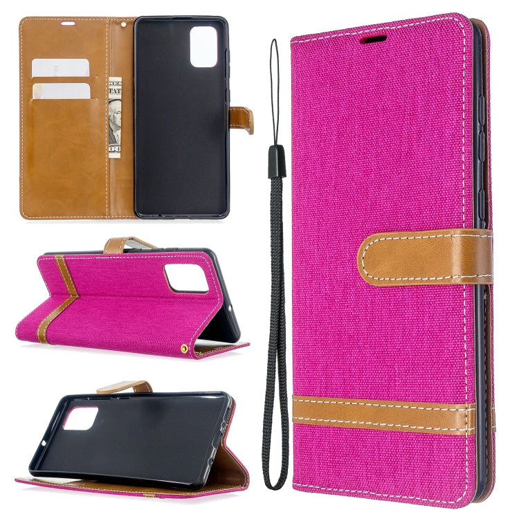 For Galaxy A71 Color Matching Denim Texture Horizontal Flip PU Leather Case with Holder & Card Slots & Wallet & Lanyard