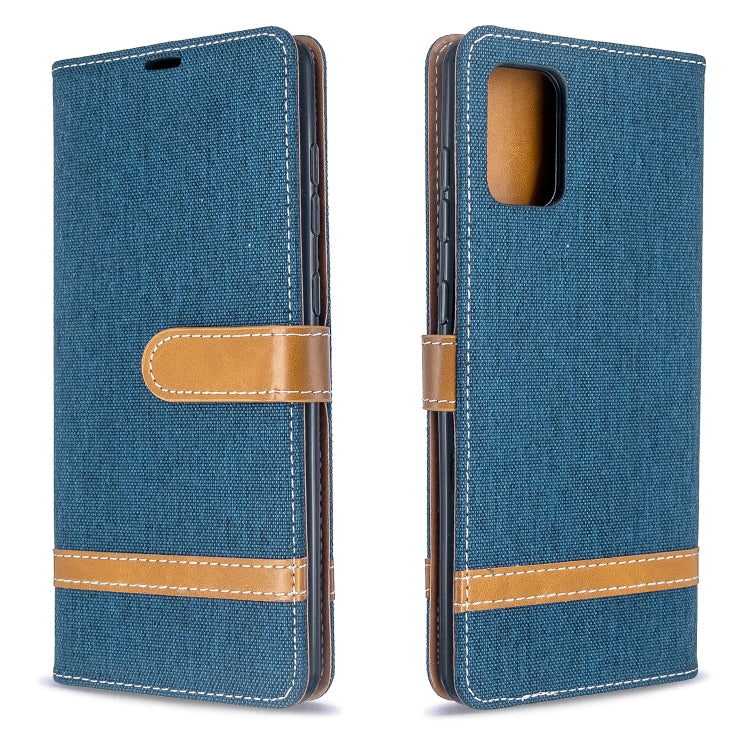For Galaxy A71 Color Matching Denim Texture Horizontal Flip PU Leather Case with Holder & Card Slots & Wallet & Lanyard