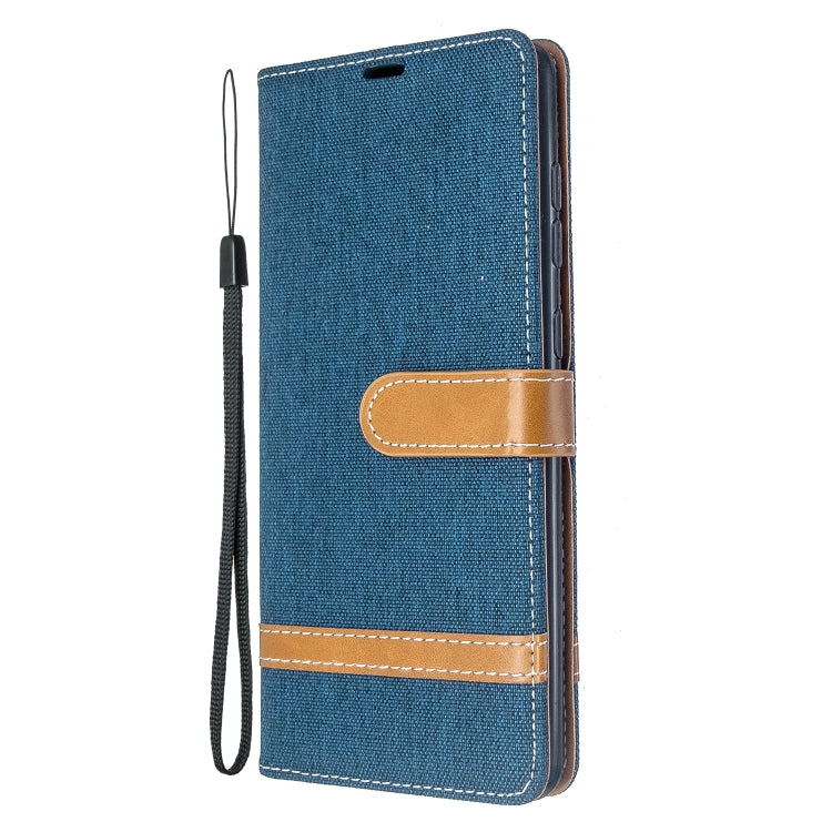 For Galaxy A71 Color Matching Denim Texture Horizontal Flip PU Leather Case with Holder & Card Slots & Wallet & Lanyard