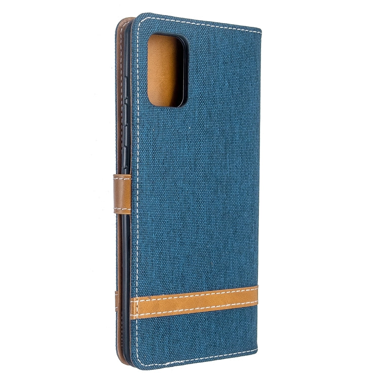 For Galaxy A71 Color Matching Denim Texture Horizontal Flip PU Leather Case with Holder & Card Slots & Wallet & Lanyard