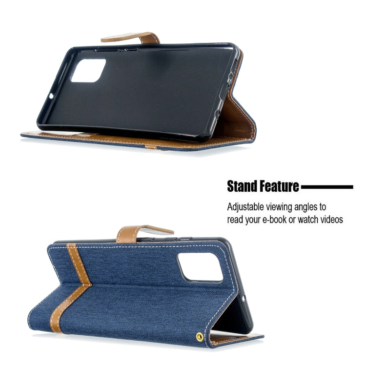 For Galaxy A71 Color Matching Denim Texture Horizontal Flip PU Leather Case with Holder & Card Slots & Wallet & Lanyard
