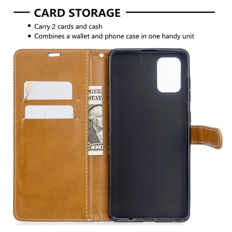 For Galaxy A71 Color Matching Denim Texture Horizontal Flip PU Leather Case with Holder & Card Slots & Wallet & Lanyard