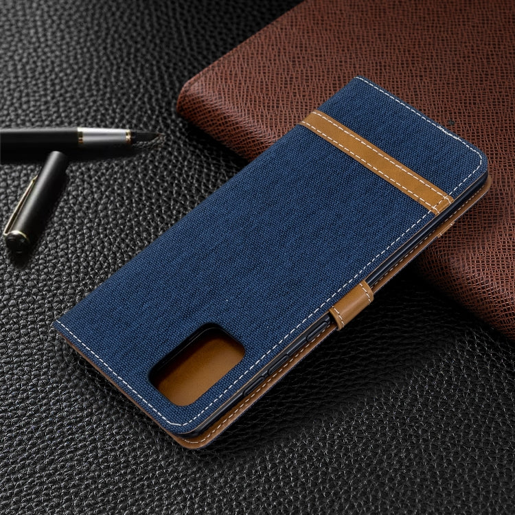 For Galaxy A71 Color Matching Denim Texture Horizontal Flip PU Leather Case with Holder & Card Slots & Wallet & Lanyard