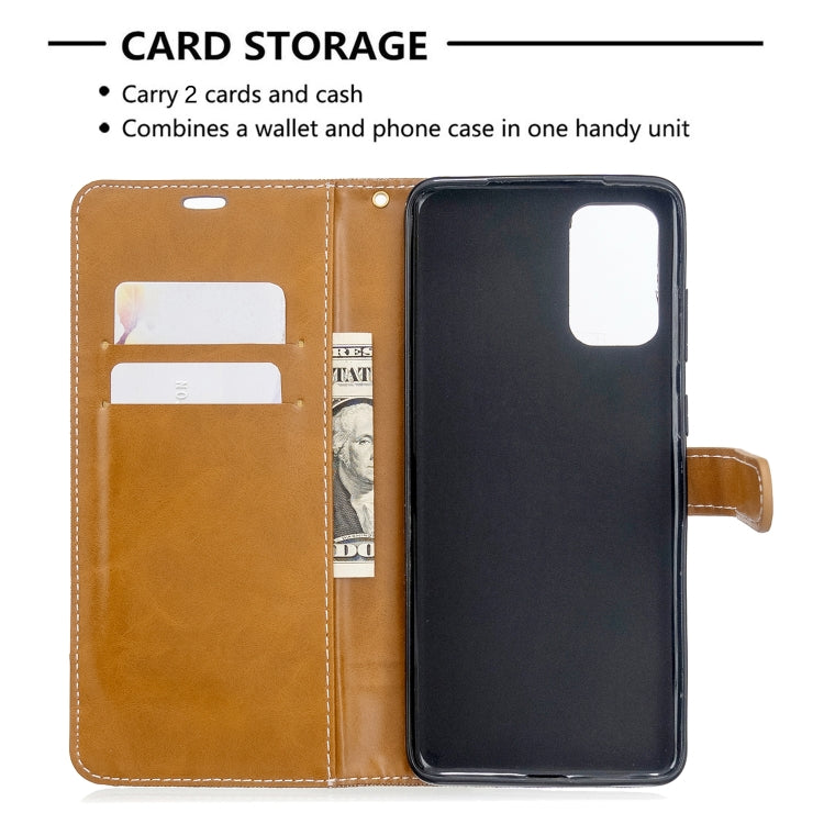 For Galaxy S20+ Color Matching Denim Texture Horizontal Flip PU Leather Case with Holder & Card Slots & Wallet & Lanyard