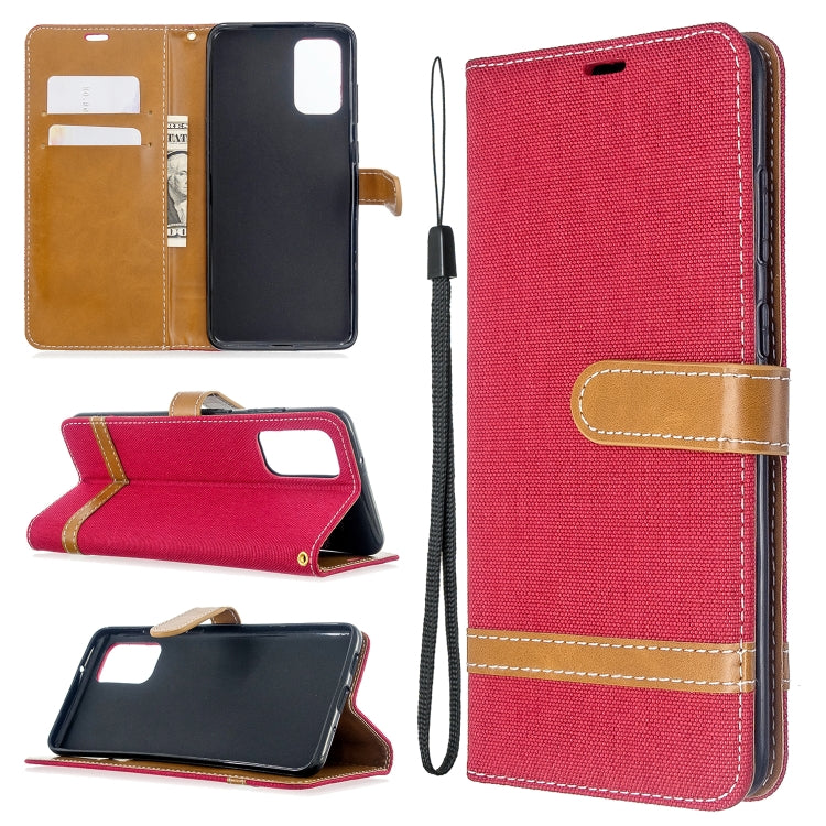 For Galaxy S20+ Color Matching Denim Texture Horizontal Flip PU Leather Case with Holder & Card Slots & Wallet & Lanyard