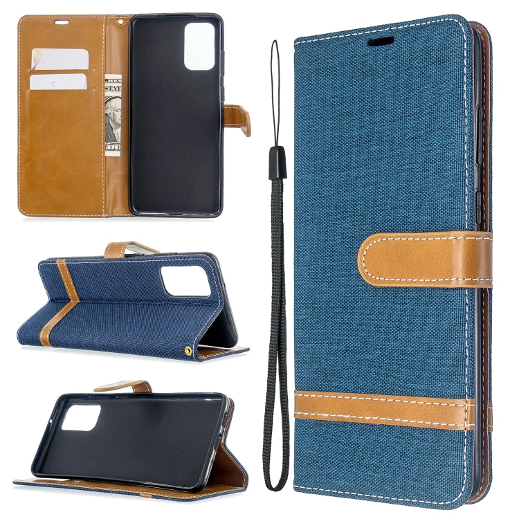 For Galaxy S20+ Color Matching Denim Texture Horizontal Flip PU Leather Case with Holder & Card Slots & Wallet & Lanyard