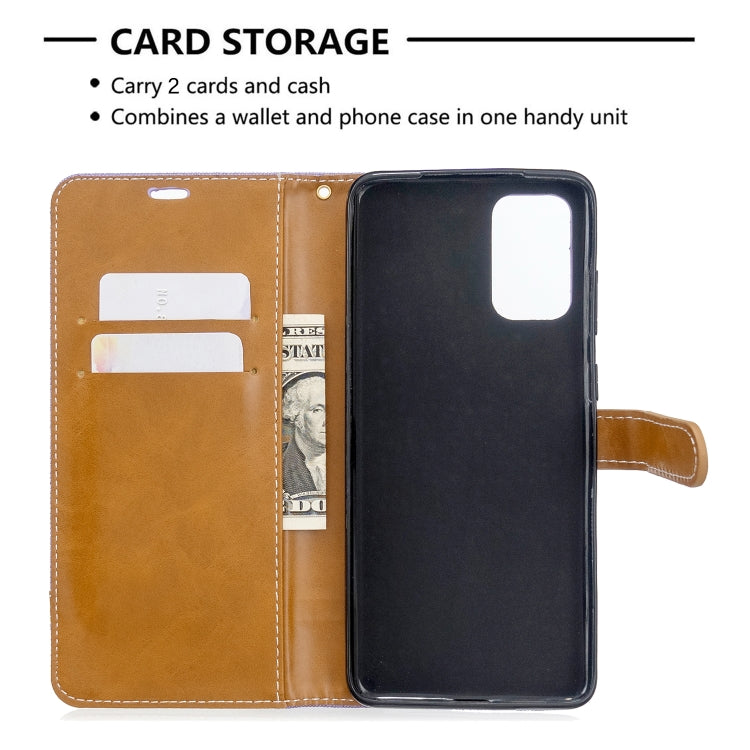 For Galaxy S20 Ultra Color Matching Denim Texture Horizontal Flip PU Leather Case with Holder & Card Slots & Wallet & Lanyard