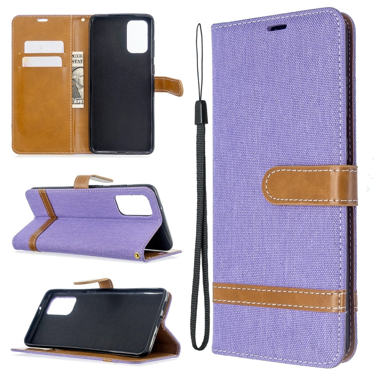 For Galaxy S20 Ultra Color Matching Denim Texture Horizontal Flip PU Leather Case with Holder & Card Slots & Wallet & Lanyard