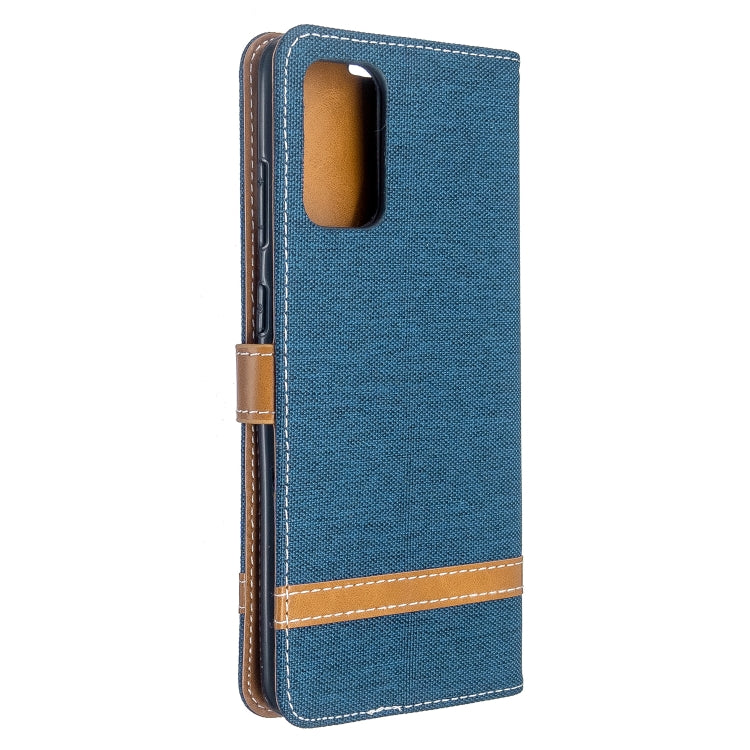 For Galaxy S20 Ultra Color Matching Denim Texture Horizontal Flip PU Leather Case with Holder & Card Slots & Wallet & Lanyard