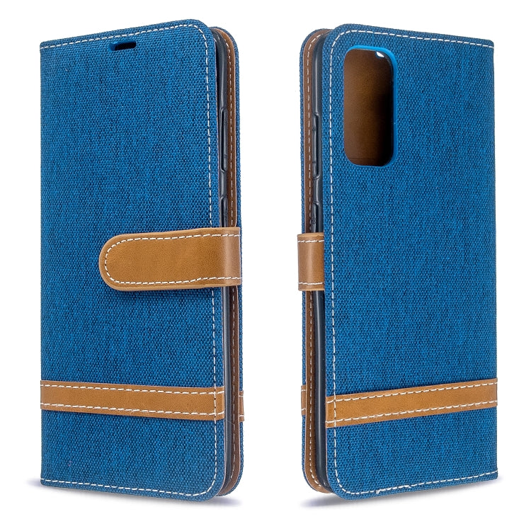 For Galaxy S20 Color Matching Denim Texture Horizontal Flip PU Leather Case with Holder & Card Slots & Wallet & Lanyard