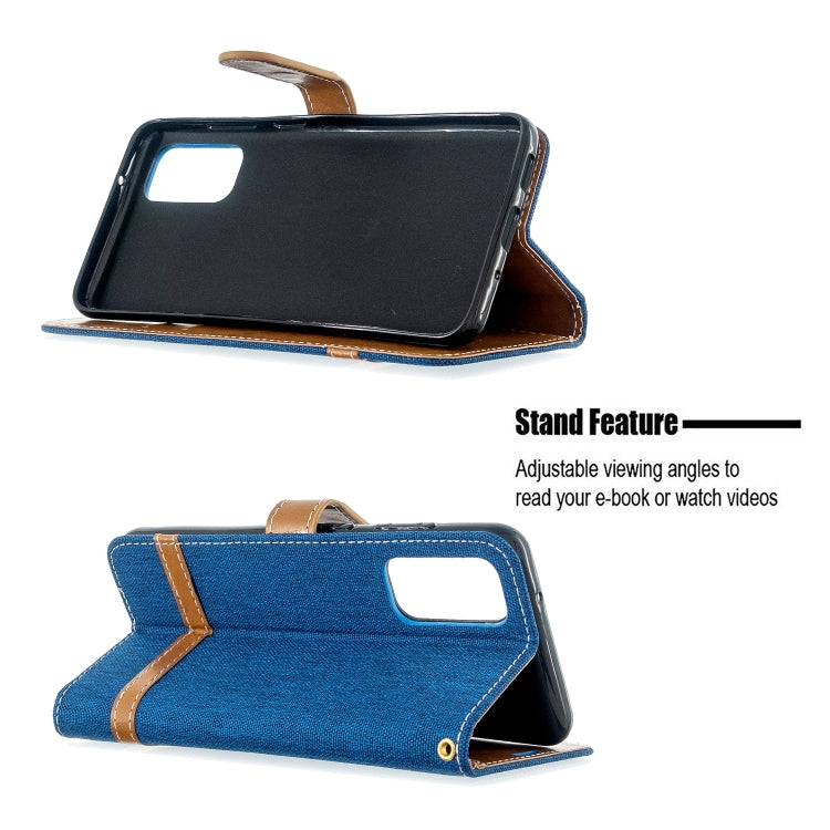 For Galaxy S20 Color Matching Denim Texture Horizontal Flip PU Leather Case with Holder & Card Slots & Wallet & Lanyard