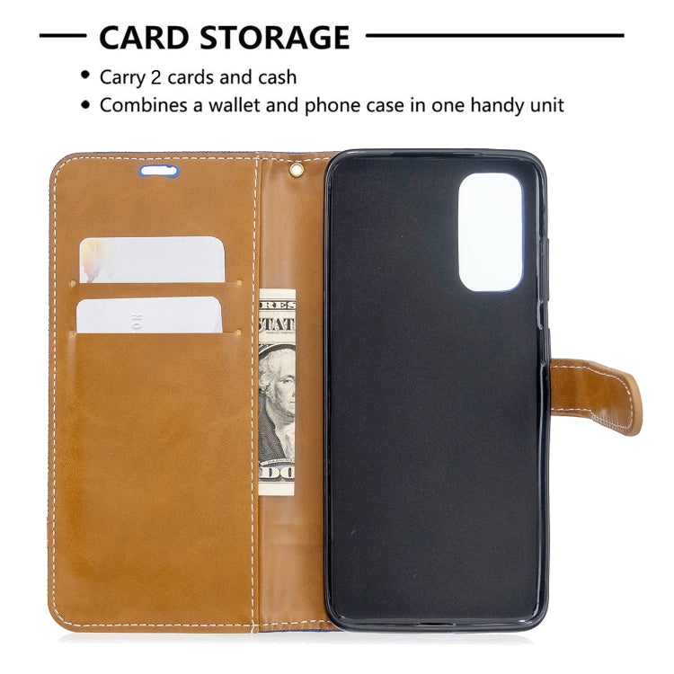 For Galaxy S20 Color Matching Denim Texture Horizontal Flip PU Leather Case with Holder & Card Slots & Wallet & Lanyard
