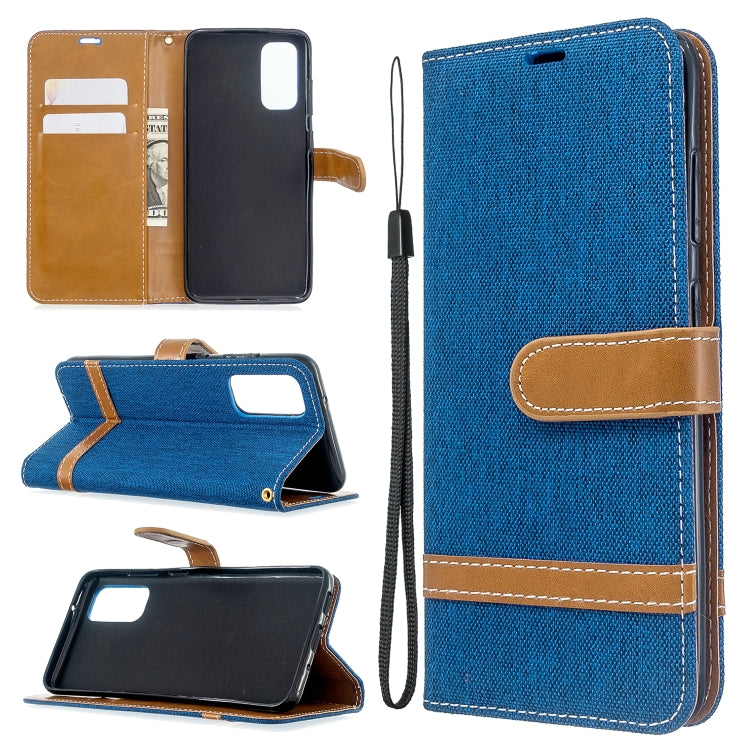 For Galaxy S20 Color Matching Denim Texture Horizontal Flip PU Leather Case with Holder & Card Slots & Wallet & Lanyard
