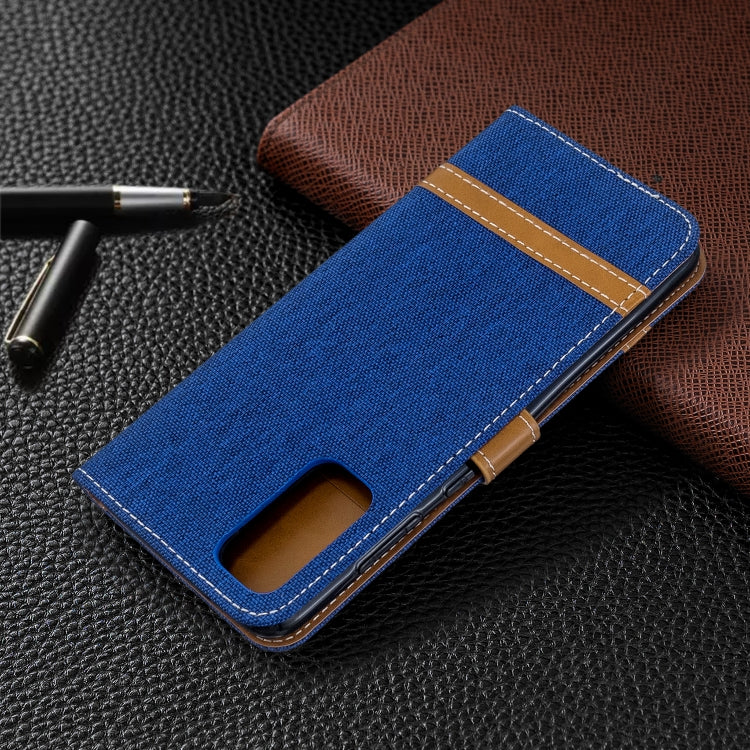 For Galaxy S20 Color Matching Denim Texture Horizontal Flip PU Leather Case with Holder & Card Slots & Wallet & Lanyard