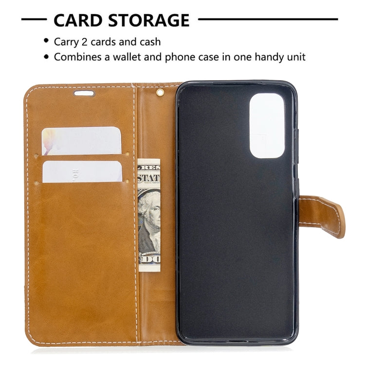 For Galaxy S20 Color Matching Denim Texture Horizontal Flip PU Leather Case with Holder & Card Slots & Wallet & Lanyard