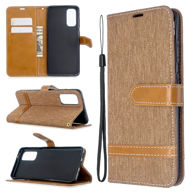 For Galaxy S20 Color Matching Denim Texture Horizontal Flip PU Leather Case with Holder & Card Slots & Wallet & Lanyard