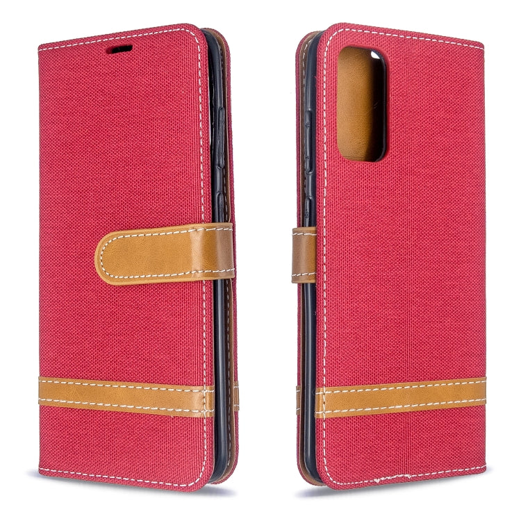 For Galaxy S20 Color Matching Denim Texture Horizontal Flip PU Leather Case with Holder & Card Slots & Wallet & Lanyard