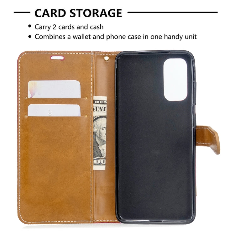For Galaxy S20 Color Matching Denim Texture Horizontal Flip PU Leather Case with Holder & Card Slots & Wallet & Lanyard