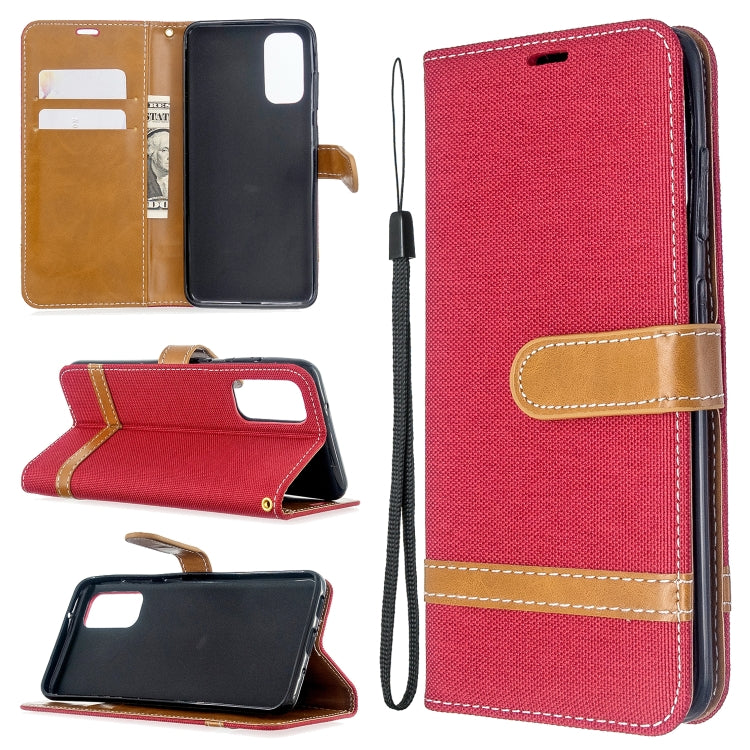 For Galaxy S20 Color Matching Denim Texture Horizontal Flip PU Leather Case with Holder & Card Slots & Wallet & Lanyard