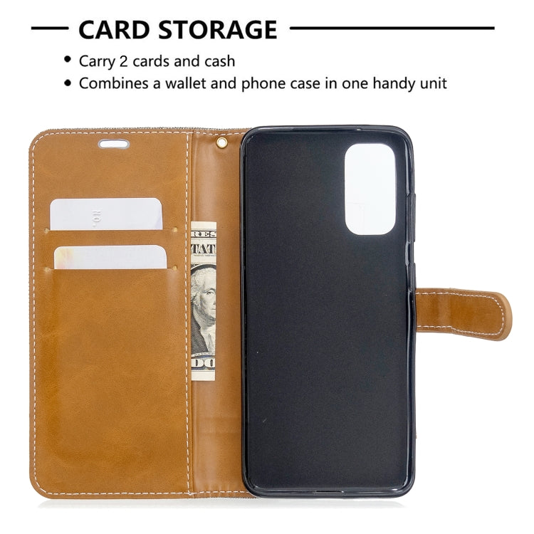 For Galaxy S20 Color Matching Denim Texture Horizontal Flip PU Leather Case with Holder & Card Slots & Wallet & Lanyard