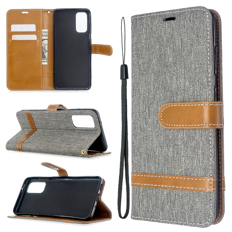 For Galaxy S20 Color Matching Denim Texture Horizontal Flip PU Leather Case with Holder & Card Slots & Wallet & Lanyard
