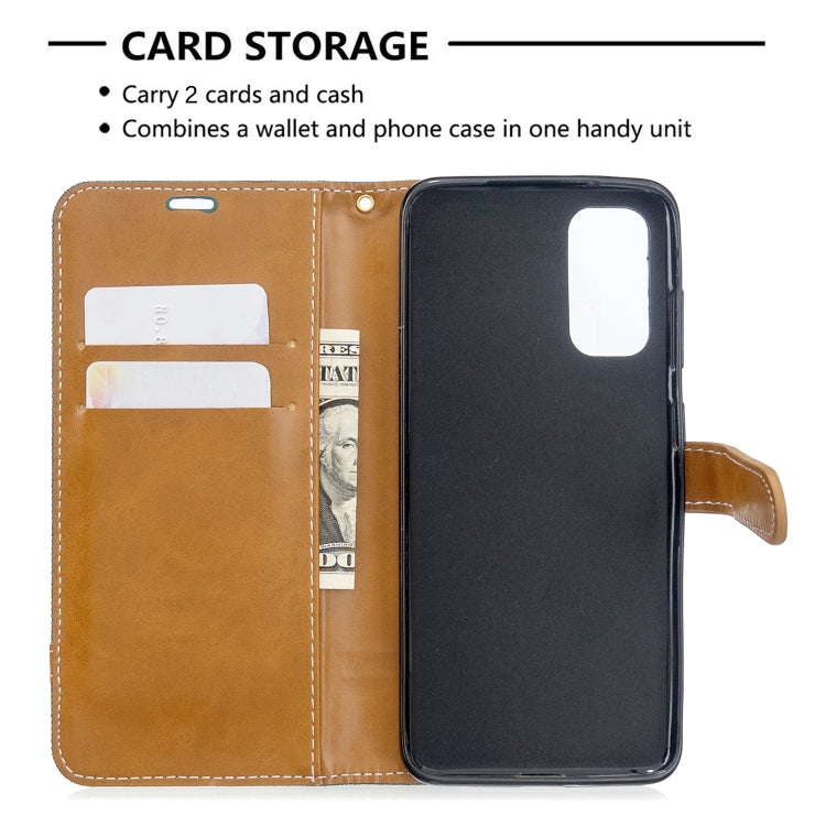 For Galaxy S20 Color Matching Denim Texture Horizontal Flip PU Leather Case with Holder & Card Slots & Wallet & Lanyard