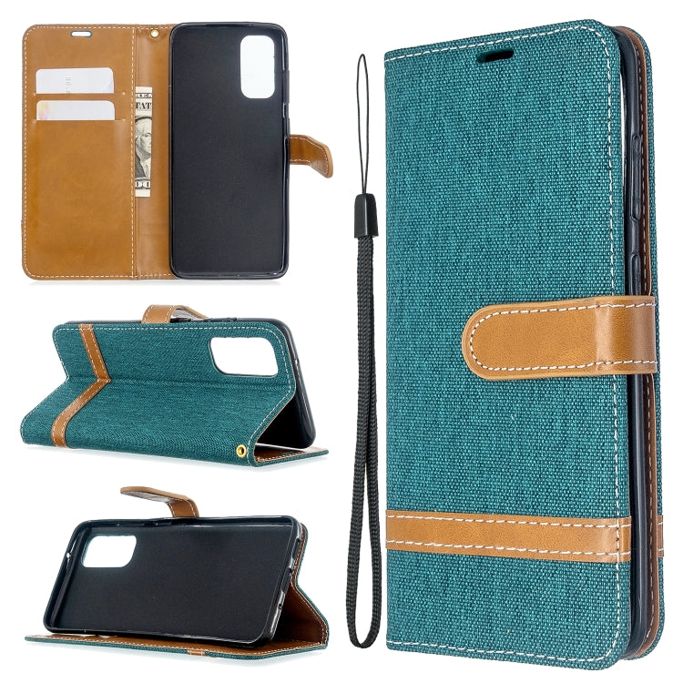 For Galaxy S20 Color Matching Denim Texture Horizontal Flip PU Leather Case with Holder & Card Slots & Wallet & Lanyard