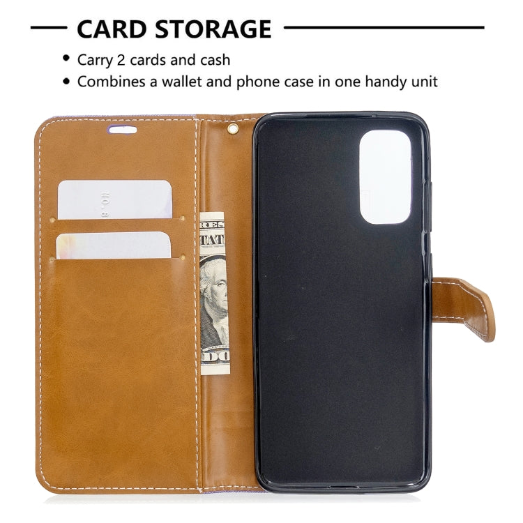 For Galaxy S20 Color Matching Denim Texture Horizontal Flip PU Leather Case with Holder & Card Slots & Wallet & Lanyard