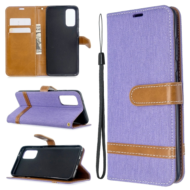 For Galaxy S20 Color Matching Denim Texture Horizontal Flip PU Leather Case with Holder & Card Slots & Wallet & Lanyard