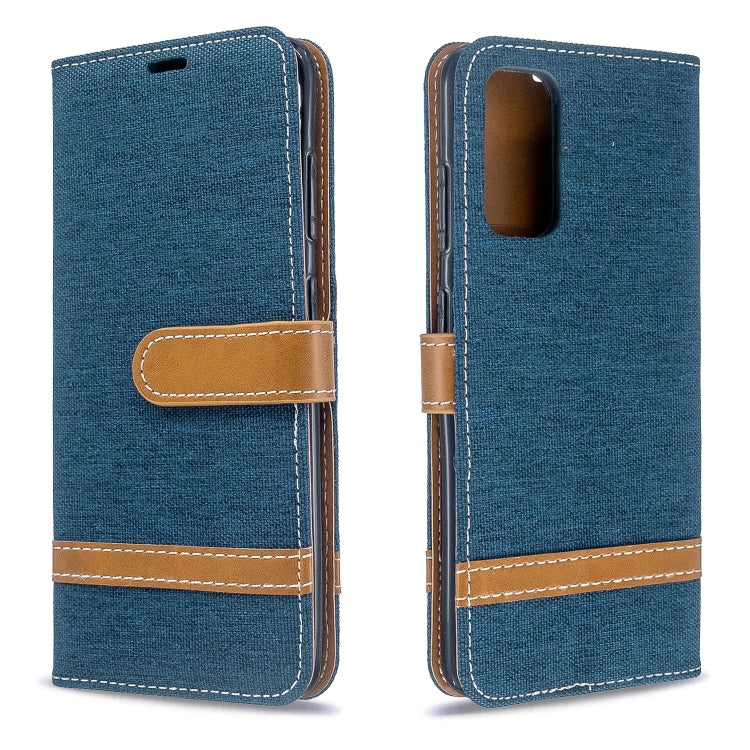 For Galaxy S20 Color Matching Denim Texture Horizontal Flip PU Leather Case with Holder & Card Slots & Wallet & Lanyard