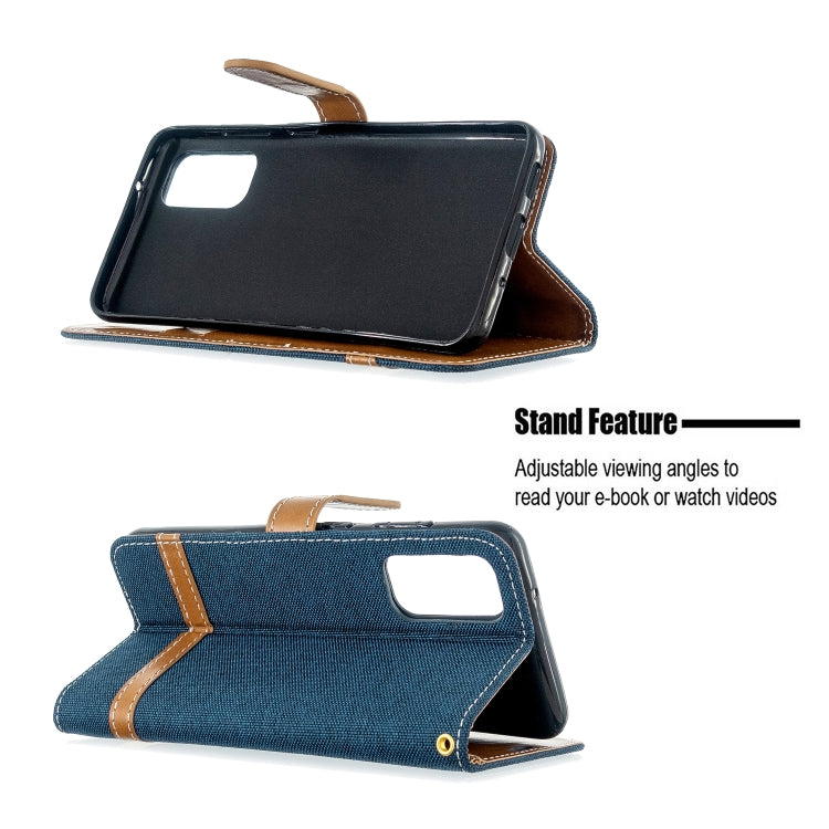 For Galaxy S20 Color Matching Denim Texture Horizontal Flip PU Leather Case with Holder & Card Slots & Wallet & Lanyard