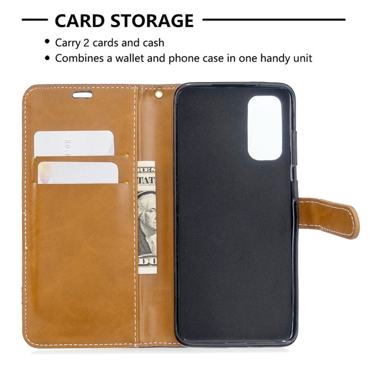 For Galaxy S20 Color Matching Denim Texture Horizontal Flip PU Leather Case with Holder & Card Slots & Wallet & Lanyard