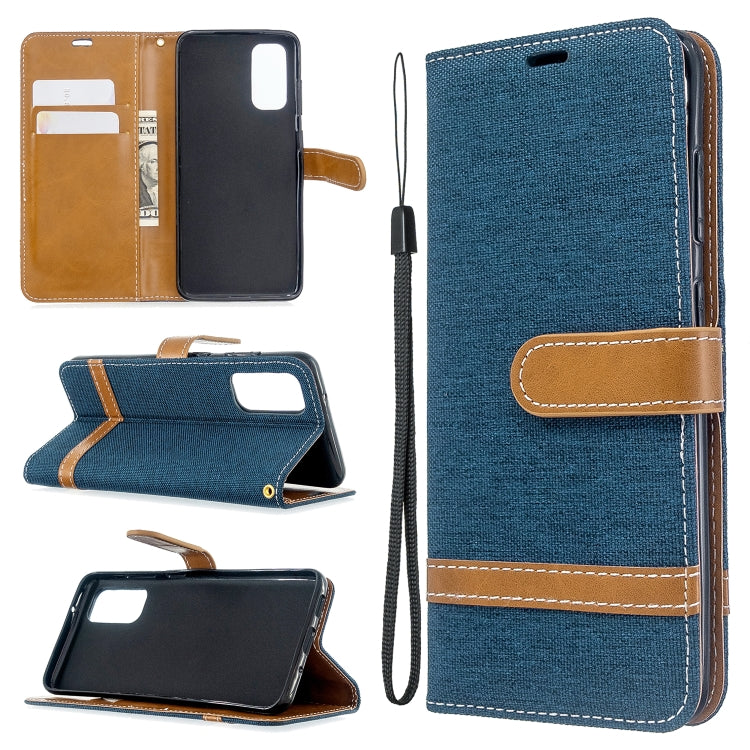 For Galaxy S20 Color Matching Denim Texture Horizontal Flip PU Leather Case with Holder & Card Slots & Wallet & Lanyard